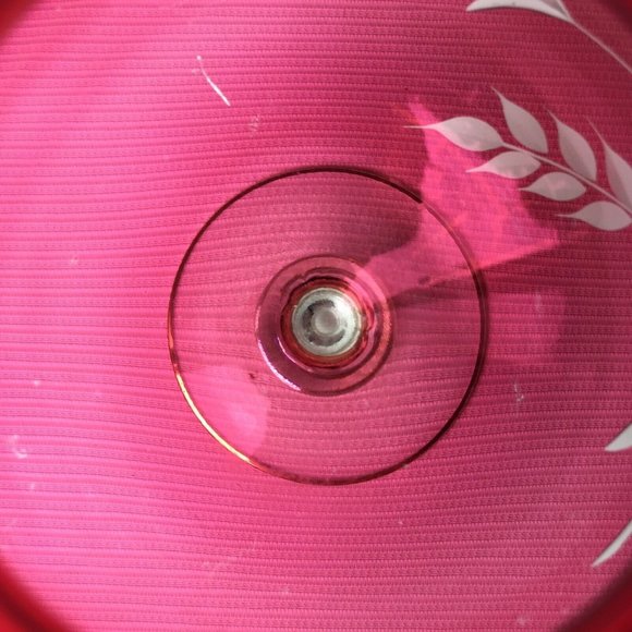 Colored Art Glass Votive Candle Holder Pink Frosted Plant Leaves Etch Fluted Rim - Picture 4 of 12